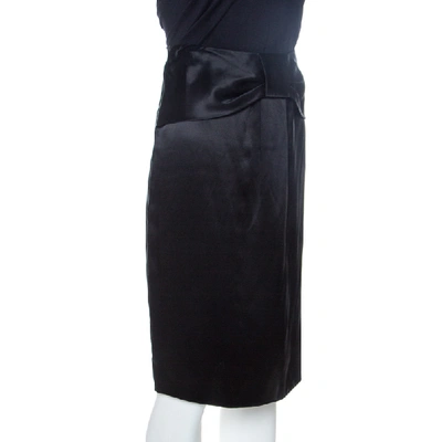 Pre-owned Dolce & Gabbana Black Bow Detail Silk Satin Skirt M