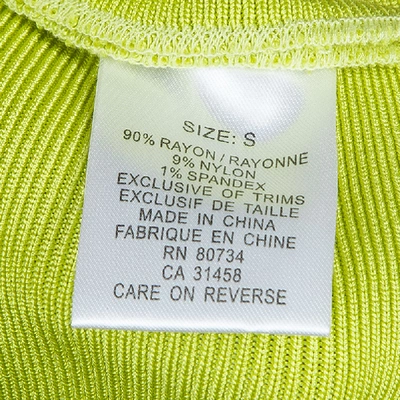 Pre-owned Herve Leger Neon Green Knit Halter Bandage Dress S
