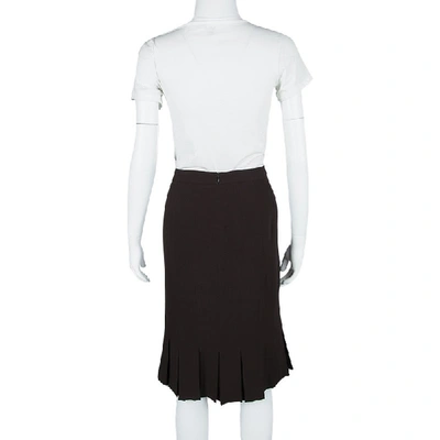Pre-owned Giorgio Armani Brown Silk Pleated Hem Skirt S