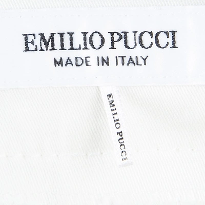 Pre-owned Emilio Pucci White Cotton Twill Criss Cross Eyelet Detail Tapered Trousers M