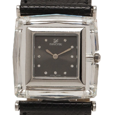 Pre-owned Swarovski Grey Stainless Steel Rock N Light Women's Wristwatch 30mm