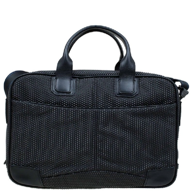 Pre-owned St Dupont Black Textured Fabric Laptop Bag W/ Battery Pouch