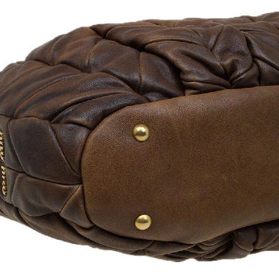 Pre-owned Miu Miu Cammello Patchwork Leather Tote In Brown