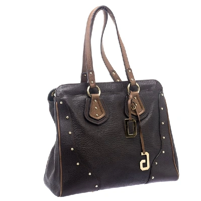 Pre-owned Dolce & Gabbana Brown Leather Studded Tote