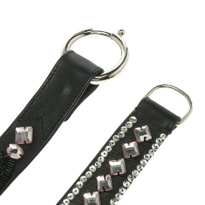 Pre-owned Chloé Black Leather Stone Embellished Belt 80cm