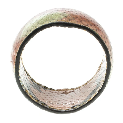 Pre-owned Etro Multicolor Printed Leather Wide Bangle Bracelet 20cm