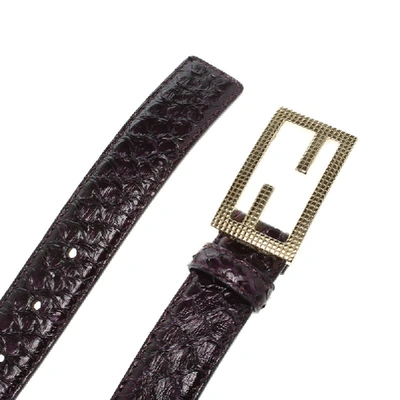 Pre-owned Fendi Purple Python Logo Buckle Belt 95 Cm