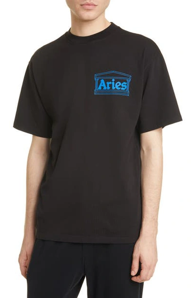 Shop Aries Temple Logo Graphic Tee In Black