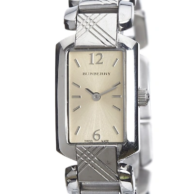 Pre-owned Burberry Silver Stainless Steel Signature Bu4212 Women's Wristwatch 18mm In Cream