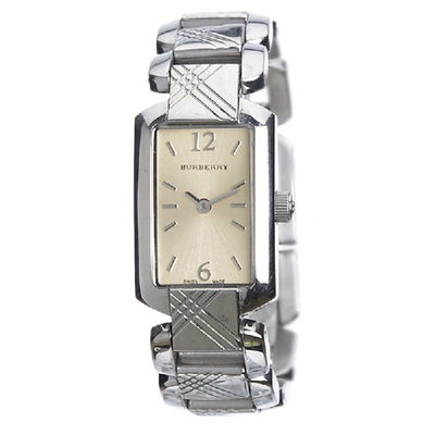 Pre-owned Burberry Silver Stainless Steel Signature Bu4212 Women's Wristwatch 18mm In Cream