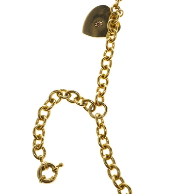 Pre-owned Just Cavalli Roberto Cavalli Heart Multichain Gold Tone Necklace