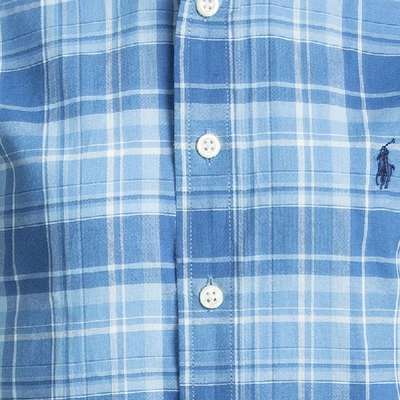 Pre-owned Ralph Lauren Blue Checked Cotton Short Sleeve Buttondown Shirt 8 Yrs