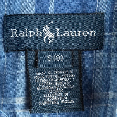 Pre-owned Ralph Lauren Blue Checked Cotton Short Sleeve Buttondown Shirt 8 Yrs