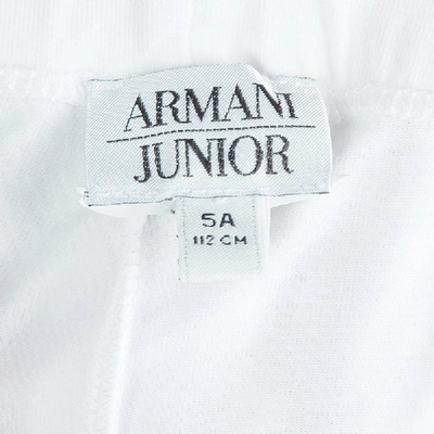 Pre-owned Armani Junior White Swarovski Logo Detail Leggings 5 Yrs