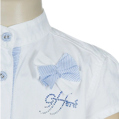 Pre-owned Gianfranco Ferre Gf Ferre White Swarovski Logo Dress 6 Yrs