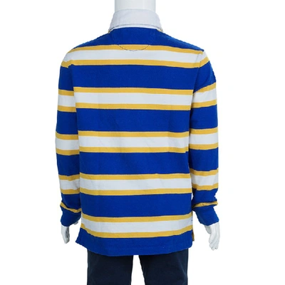 Pre-owned Ralph Lauren Blue And Yellow Striped Long Sleeve Polo T-shirt 5 Yrs In Multicolor
