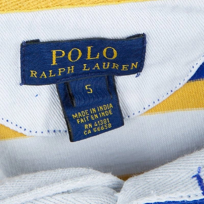 Pre-owned Ralph Lauren Blue And Yellow Striped Long Sleeve Polo T-shirt 5 Yrs In Multicolor