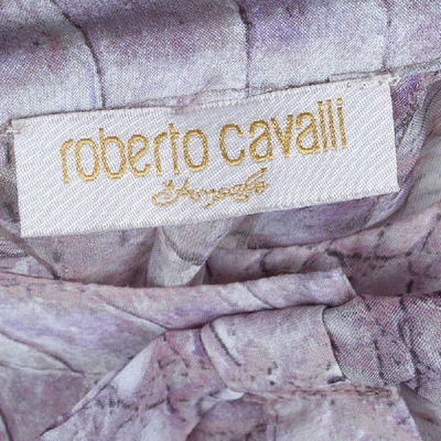 Pre-owned Roberto Cavalli Reptile Print Silk Bow Detail Long Sleeve Blouse 6 Yrs In Multicolor