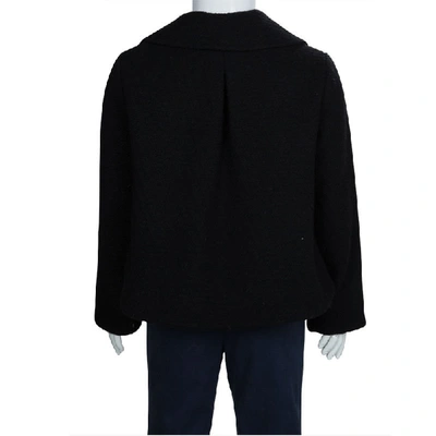 Pre-owned Dior Black Textured Wool Coat 6 Yrs
