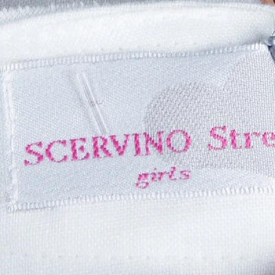 Pre-owned Ermanno Scervino Scervino Street Girls White Rosette Detail Linen Dress 6 Yrs