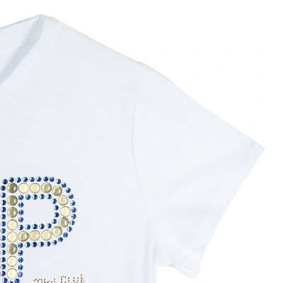 Pre-owned Vdp White Swarovski Embellished Logo Tshirt 12 Yrs