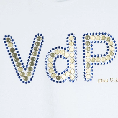 Pre-owned Vdp White Swarovski Embellished Logo Tshirt 12 Yrs