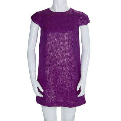 Pre-owned Gucci Purple Brocade Cap Sleeve Dress 8 Yrs