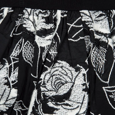 Pre-owned Monnalisa Monochrome Rose Emroidered Gathered Skirt 4 Yrs In Black