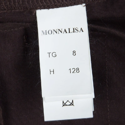 Pre-owned Monnalisa Dark Brown Sequin Embellished Belted Cotton Pants 8 Yrs