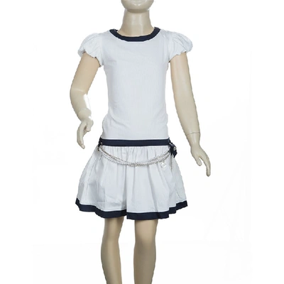 Pre-owned Gianfranco Ferre Gf Ferre White Pearl Belted Short Sleeve Dress 6 Yrs