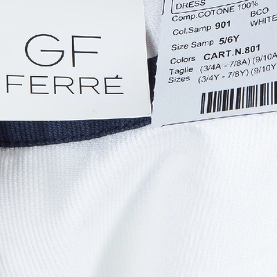 Pre-owned Gianfranco Ferre Gf Ferre White Pearl Belted Short Sleeve Dress 6 Yrs