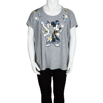 Pre-owned Monnalisa Ny & Lon Grey Daisy Duck And Minnie Mouse Printed T-shirt 10 Yrs