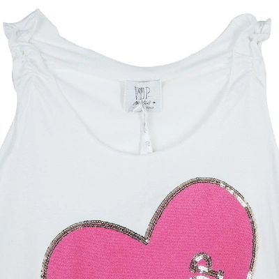 Pre-owned Vdp White Embellished Heart Detail Sleeveless Top 8 Yrs