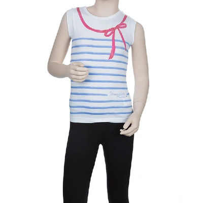 Pre-owned Simonetta Mini White Striped Sleeveless Tshirt 7 Yrs