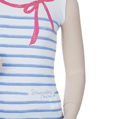 Pre-owned Simonetta Mini White Striped Sleeveless Tshirt 7 Yrs