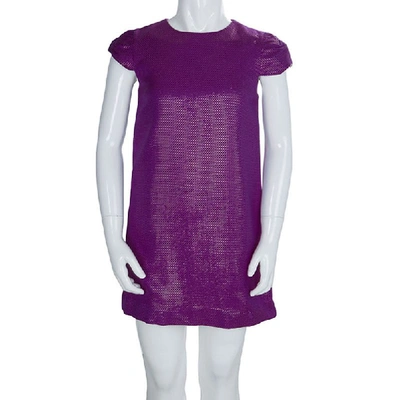 Pre-owned Gucci Purple Brocade Cap Sleeve Dress 8 Yrs