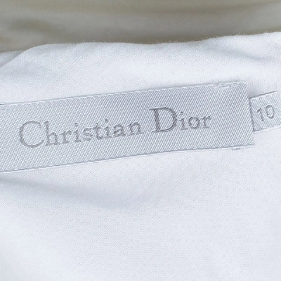 Pre-owned Dior White Mesh Multicolor Polka-dot Embroidered Top 10 Yrs