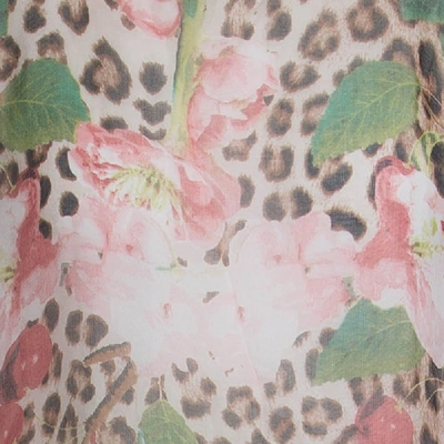 Pre-owned Roberto Cavalli Printed Silk Elasticated Hem Dress Xs In Multicolor