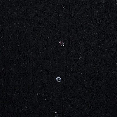 Pre-owned Dior Black Wool Perforated Diamond Pattern Buttondown Cardigan 10 Yrs