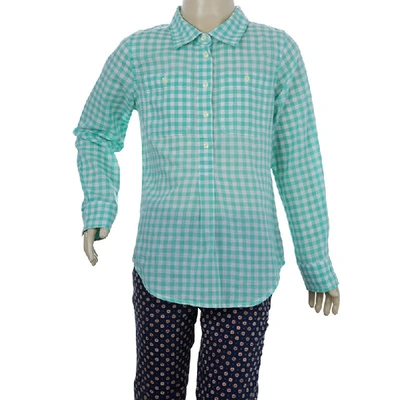 Pre-owned Ralph Lauren White And Green Checked Long Sleeve Button-down Cotton Shirt 6 Yrs In Multicolor
