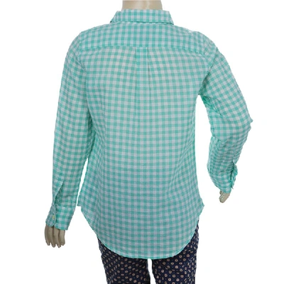 Pre-owned Polo Ralph Lauren White And Green Checked Long Sleeve Button-down Cotton Shirt 6 Yrs In Multicolor