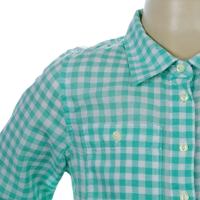 Pre-owned Ralph Lauren White And Green Checked Long Sleeve Button-down Cotton Shirt 6 Yrs In Multicolor