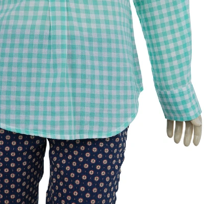 Pre-owned Polo Ralph Lauren White And Green Checked Long Sleeve Button-down Cotton Shirt 6 Yrs In Multicolor