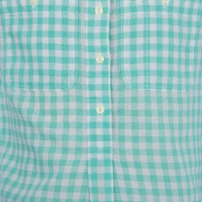 Pre-owned Ralph Lauren White And Green Checked Long Sleeve Button-down Cotton Shirt 6 Yrs In Multicolor