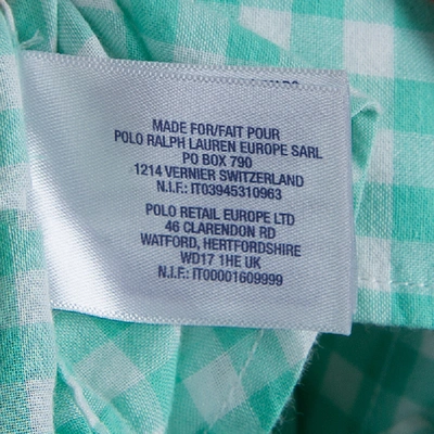 Pre-owned Polo Ralph Lauren White And Green Checked Long Sleeve Button-down Cotton Shirt 6 Yrs In Multicolor