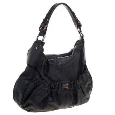 Pre-owned Burberry Metallic Black Leather Warrior Hobo