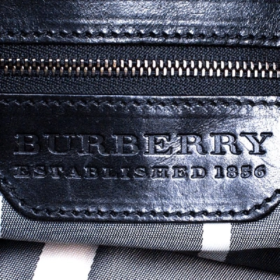 Pre-owned Burberry Metallic Black Leather Warrior Hobo