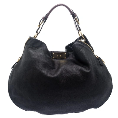 Pre-owned Marni Black Leather Expandable Hobo