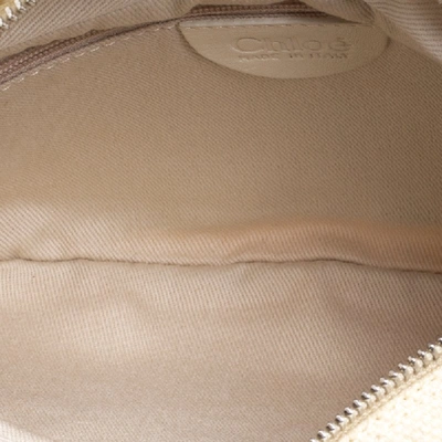 Pre-owned Chloé Cream Canvas Multi Stone Embellished Shoulder Bag In Beige