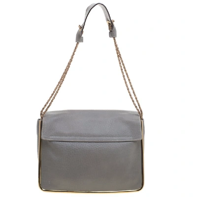 Pre-owned Chloé Grey Pebbled Leather Medium Sally Flap Shoulder Bag